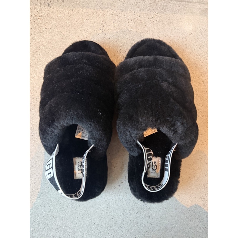 UGG Fluff Yeah Slide Black Slingback Shoes Slippers Women Size 8 NWOT - Picture 3 of 6